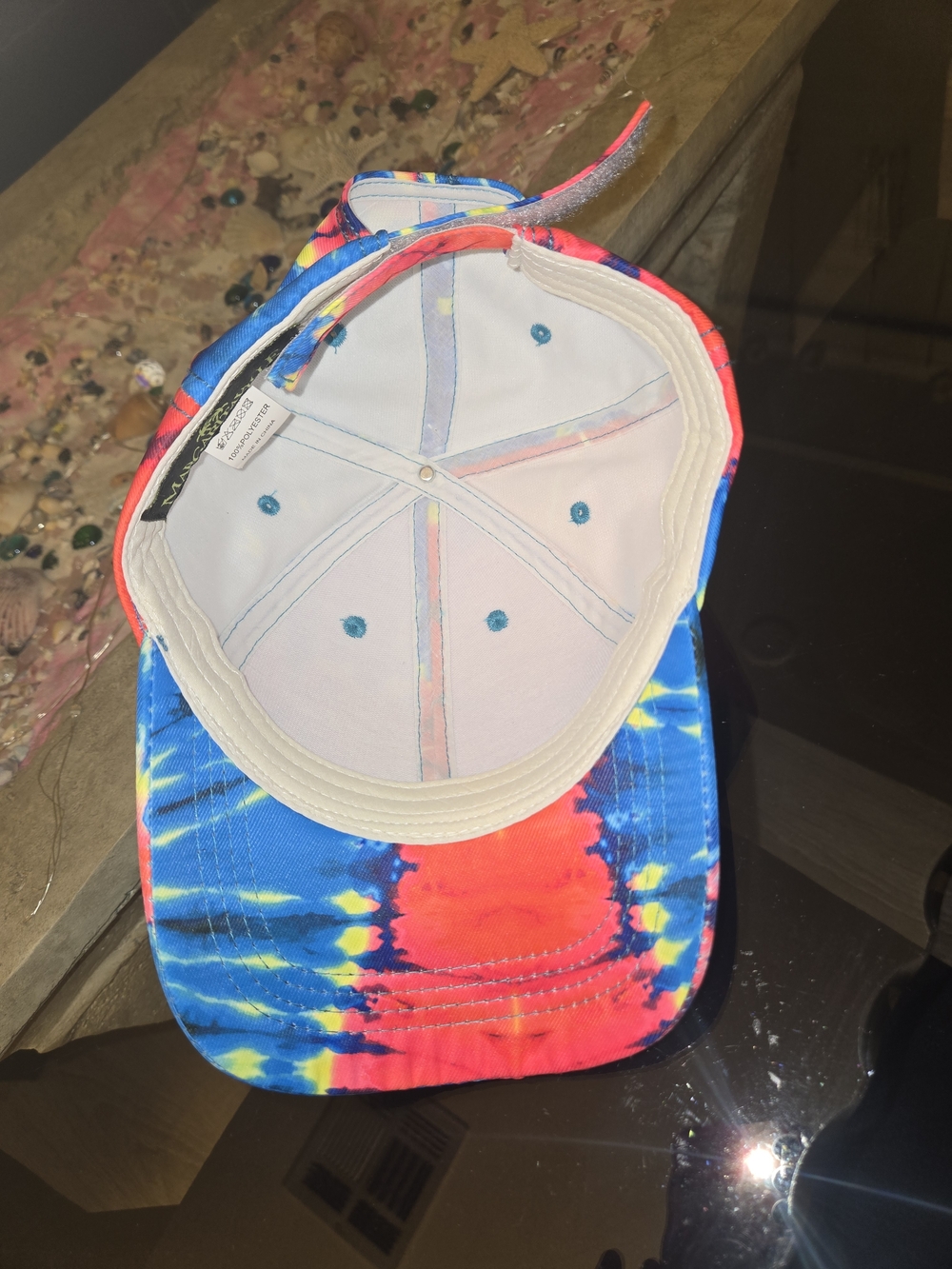 Margaritaville Tie-Dye Cap in Blue, Red & Yellow - Picture 3 of 3